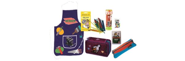 Schulbedarf / Federtaschen / Taschen-, Zubehör / Lern-, Spielkarten etc...