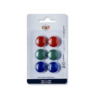 Magnete- Flachmagnete  Ø  = 20 mm /  farblich sortiert , im 6er Blister
