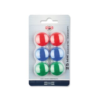 Magnete- Flachmagnete  Ø  = 25 mm /  farblich sortiert , im 6er Blister