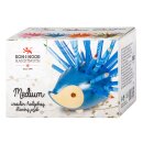 Igel / Stiftehalter Tischständer  "  Kleiner Holzigel -  Blau Magic "  mit Farbstiften