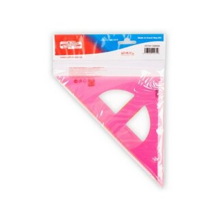 Dreieck - Plast  45° - extra groß / 16 cm Lineal  ,   Transparent Pink