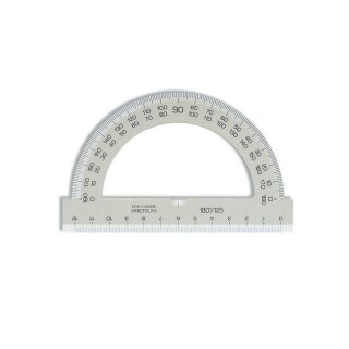 Winkelmesser - Plast 180°  - groß /  D = 12,5 cm , Transparent  Braun