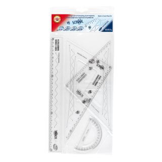 Geometrie- Set Groß / 30 cm Lineal 4 Teile SCHOOL ,...