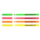 Textmarker -  Keilspitze " NEON sortiert "  Strichstärke  1 - 4  mm, im 4er Pack