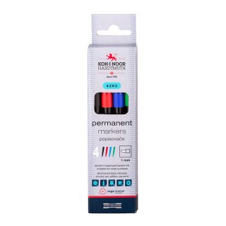 Marker Permanent- Marker 1,0 - 2,0 mm Rundspitze / farblich sortiert , im 4er Pack