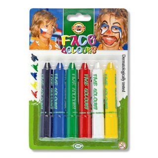 Schminkstifte   Gesichts- Malfarben / Kinderschminke - Grundfarben -  farblich sortiert  , im 6er Blister