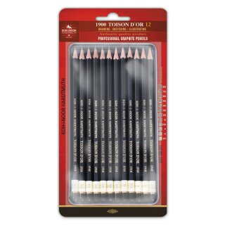 Graphitstifte 12er Set  "Toison Dòr  ART" - Gradation 8B - 2H, im Metalletui