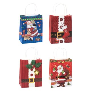 Weihnachten  Geschenktüte - Kraftpapier farbig  , Mittel 18 cm x 10 cm x 23 cm -  A5  , sortiert