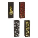 Weihnachten  Geschenktüte - Kraftpapier , Premium - Flasche 12 cm x 8 cm x 36 cm , sortiert
