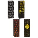 Weihnachten  Geschenktüte - Kraftpapier , Premium - Flasche 12 cm x 8 cm x 36 cm , sortiert