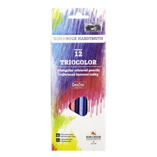 Buntstifte Triocolor Schul- Farbstifte inklusive Anspitzer im 12er Pack