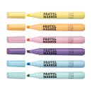 Textmarker - Keilspitze 1 - 5 mm  "Pastellfarben" im 6er Pack