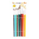 Pinsel- Set Schulmalpinsel  - Haarpinsel/Borstenpinsel mit farbigen Holzstiel -10er Set