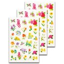 Sticker  - Schmucketiketten" Blumen " 3 Bögen 8 x 12 cm