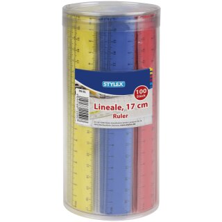 Lineal - Kunststoff - 17 cm  farbig sortiert