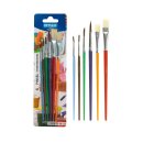 Pinsel- Set 6er -  Aquarellspitzpinsel /Borstenflachpinsel mit Kunststoffgriffen