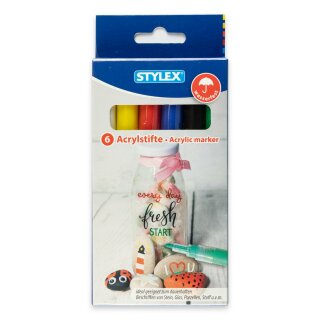 Acrylstifte - Acrylmalstifte " Grundsortiment - 6 Farben " ,  im 6er Pack