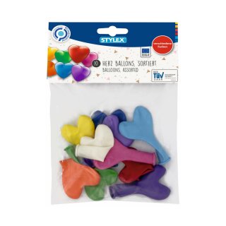 Luftballons " Herzen  - bunt " Umfang 16 cm ,  im 10er Pack