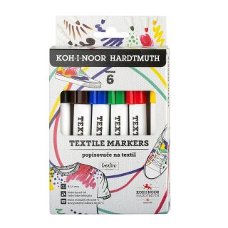 Textilmarker  Jumbo 2,5 mm  Rundspitze / farblich sortiert , im 6er Pack