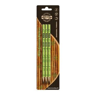Bleistifte " Bambus " Härtegrad 1,2,3 / 3B,HB,H - 3er Pack, im Blister