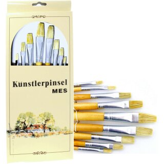 Pinsel- Set 9er Borsten- Flachpinsel VE12