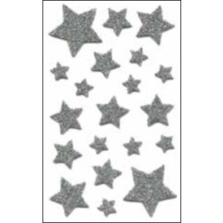 Weihnachten  Sticker  " Sterne mit Silber - Glimmer " im Polybeutel