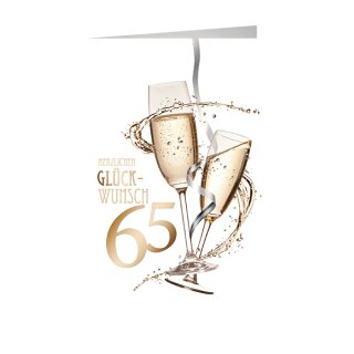 Glückwunschkarten Geburtstag " Zahl  - 65 "  mit Versandumschlag ,  sortiert