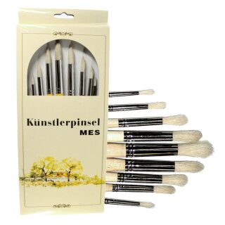 Pinsel- Set 9er Borsten- Rrundpinsel VE12