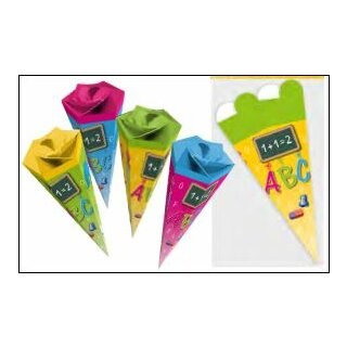 Schultüte  30 cm  Papp , Zusammsteck -Basteltüte im Blister , sortiert in 4 Farben