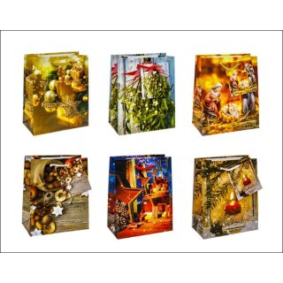 Weihnachten  Geschenktüte  Klein - matt 11 cm x 6,5 cm x 14 cm -  A6 , sortiert