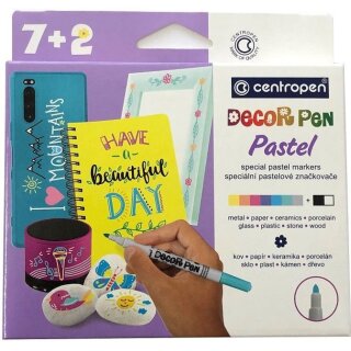 Decor Pen - Deko Marker " Pastell 7 + 2  " 1,5 mm,  im 9er Pack