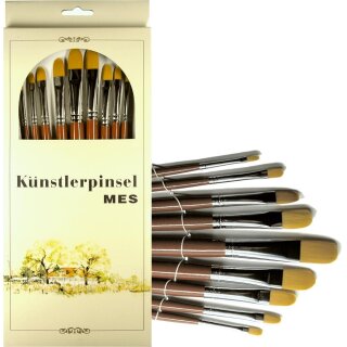 Pinsel- Set 9er golden Synthetikhaar Katzenzunge VE12