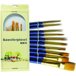 Pinsel- Set 10er golden Synthetikhaar gemischt VE12