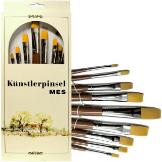 Pinsel- Set 9er golden Synthetikhaar Flachpinsel VE12