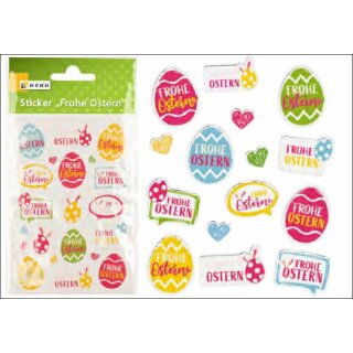 Ostern  Sticker " Frohe Ostern " , diverse Formen , sortiert