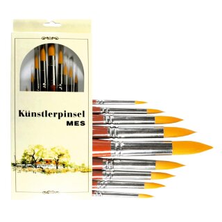 Pinsel- Set 9er golden Synthtetikhaar Spitzpinsel VE12