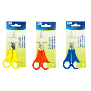 Schere Bastelschere für Rechtsshänder  mit cm- Skala / spitze Spitze ,  farblich sortiert - Blister
