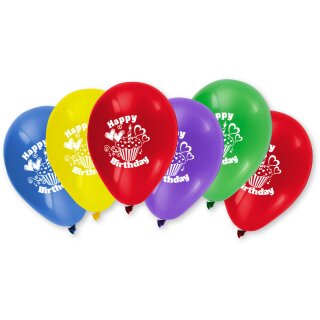 Luftballons " Happy Birthday "  6er Pack sortiert  , Umfang ca. 65 cm