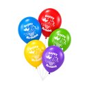 Luftballons " Happy Birthday "  6er Pack sortiert  , Umfang ca. 65 cm