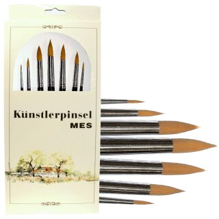 Pinsel- Set 7er Spitzpinsel golden Synthetikhaar VE12