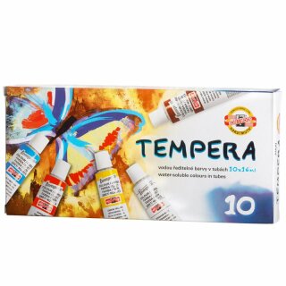Temperafarben 10er Set  - 10 x 16 ml / Tube -