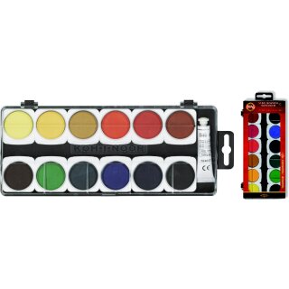 Aquarell- Farbkasten 12er Deckfarben im Kunststoffkasten...