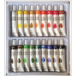 Aquarellfarben 18er Set  -  18 x 12 ml / Tube -