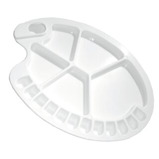 Mischpalette Kunststoff- Palette ,  Oval  mit Griffloch / 17 Mischmulden