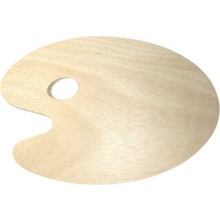 Mischpalette Holz- Palette , Oval mit Griffloch - 30 cm  x 20 cm  / 3 mm -