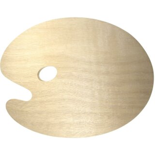 Mischpalette Holz- Palette , Oval mit Griffloch - 40 cm x 30 cm / 5 mm -