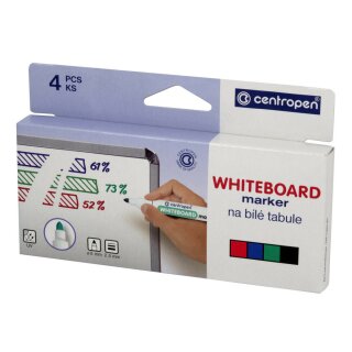 White-Boardmarker  - farblich sortiert  / Rundspitze 2,5 mm   , im 4er Pack