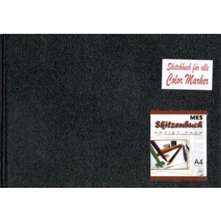 Sketchbuch A4 - Querformat mit festem,gebunden Einband - Skizzenbuch für alle Markerarten , 110 g/m² -  60 Blatt