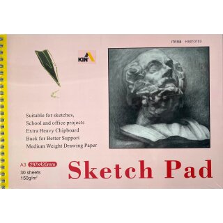 Sketchblock A3 Hochformat mit Doppelspiralbindung 150 g...