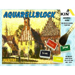 Aquarell- Malblock " KIN  DE "  30 x 40 cm ,  300 g/m²  -  10 Blatt  